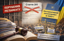 Порушення Регламенту під час розгляду законопроєкту щодо статті 391 КК України