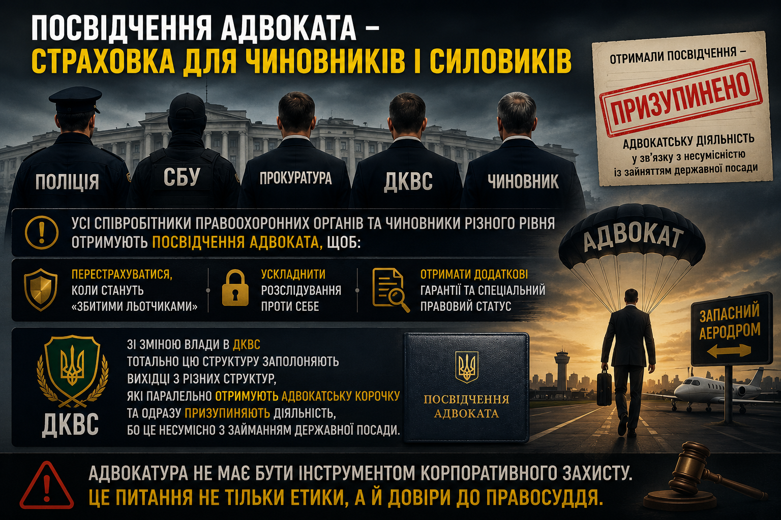 Адвокатура як корпоративний щит для колишніх і майбутніх фігурантів