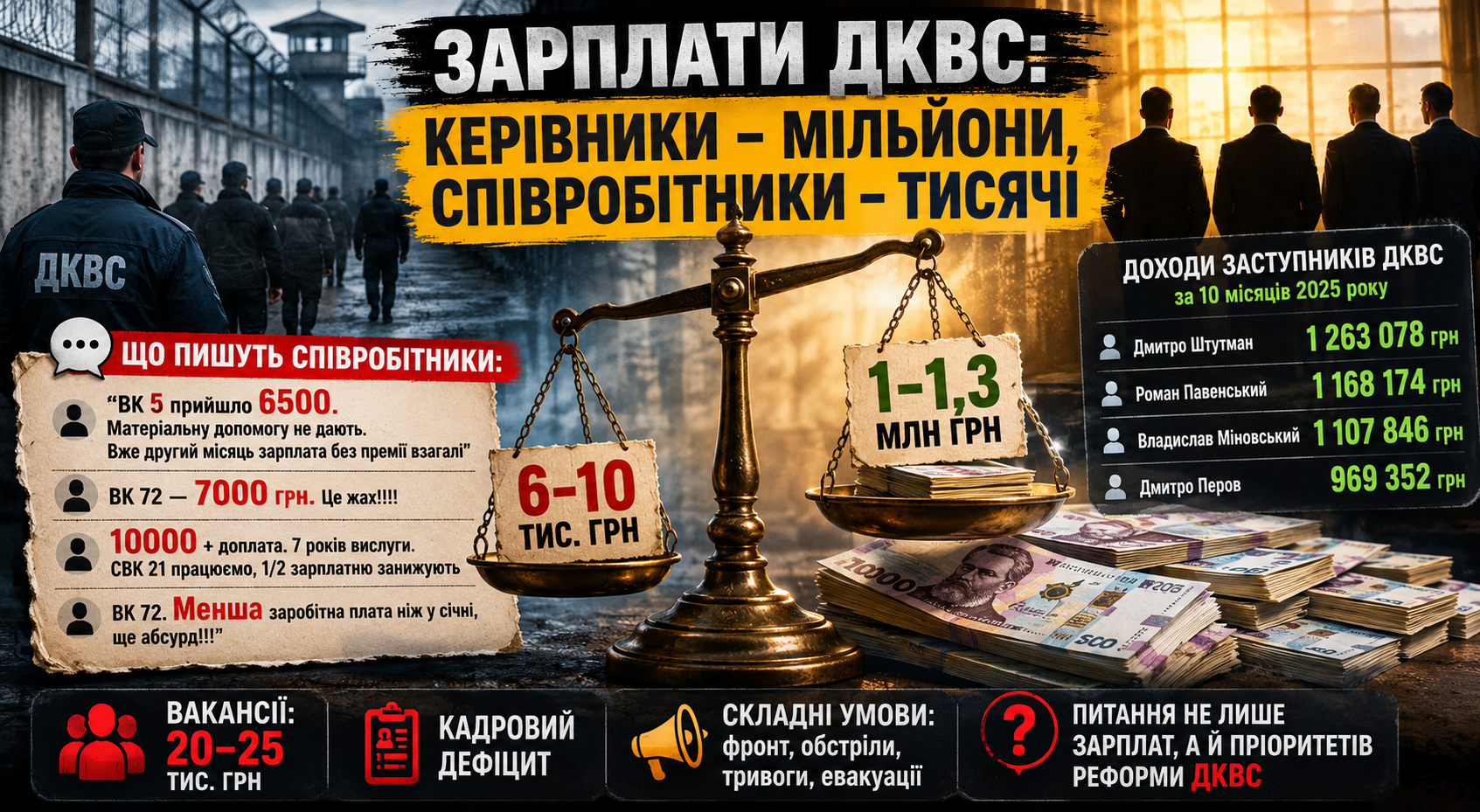 Зарплати нової пенітенціарної вертикалі: як змінилися доходи керівництва ДКВС після кадрових змін у 2024-2025 роках