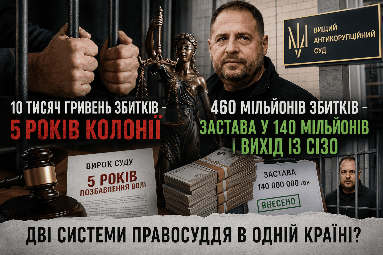 10 тисяч гривень збитків — 90 тисяч застави. 460 мільйонів збитків — застава у 140 мільйонів  і платна камера без черги